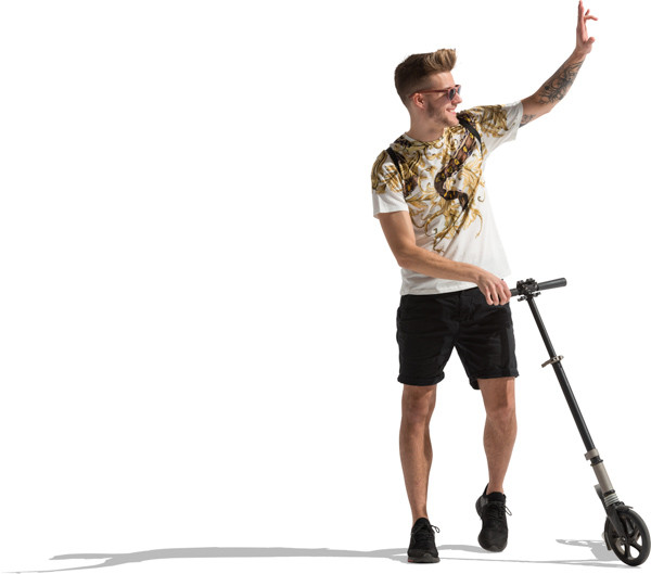 Scooter man waving image