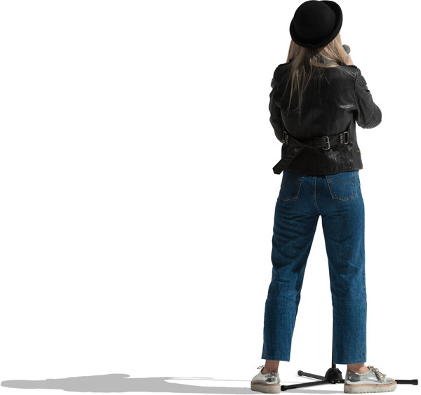 Woman with hat singing image