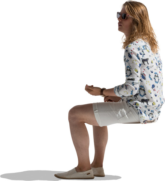 White man sitting in sunglasses image