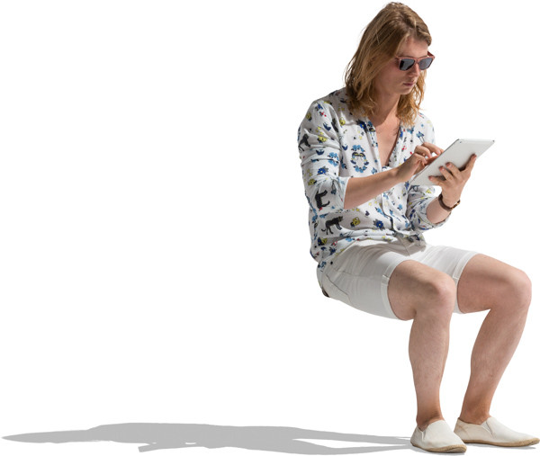 Sitting man with pad image