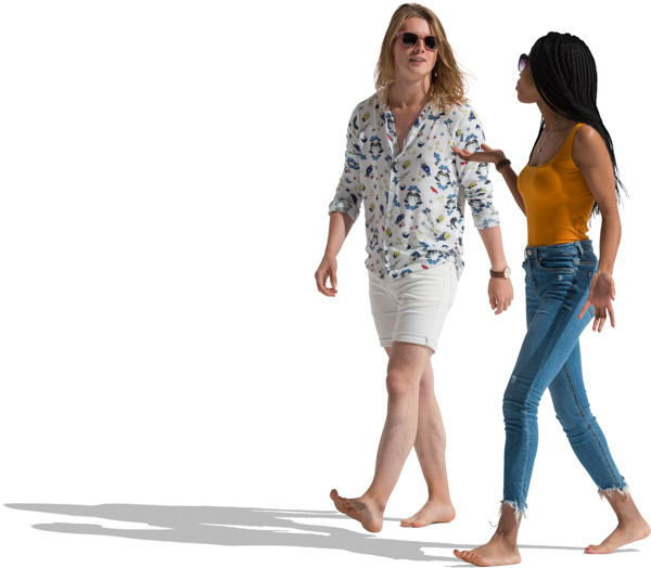 Walking man and woman in sunglasses image