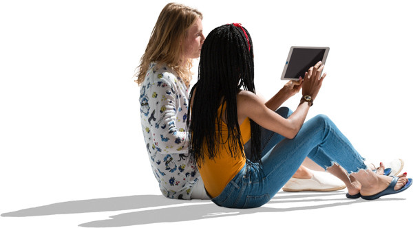 Sitting couple plying in the pad image