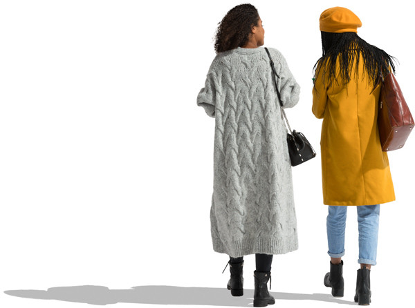 Two girl with the bags walking image
