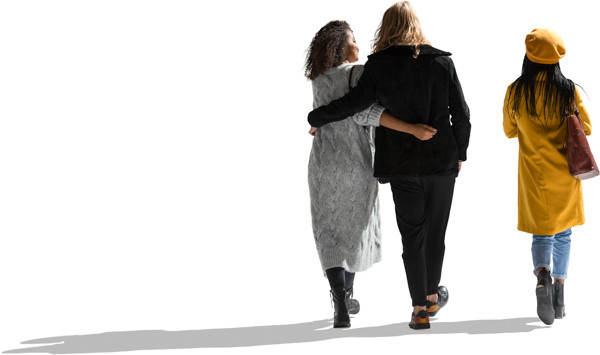 Holding couple and black girl walking image