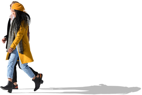 Walking couple from the side image