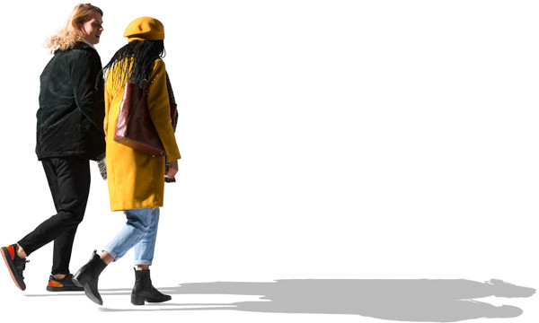 Black girl and white man walking image