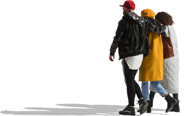 Man walking with two young woman image