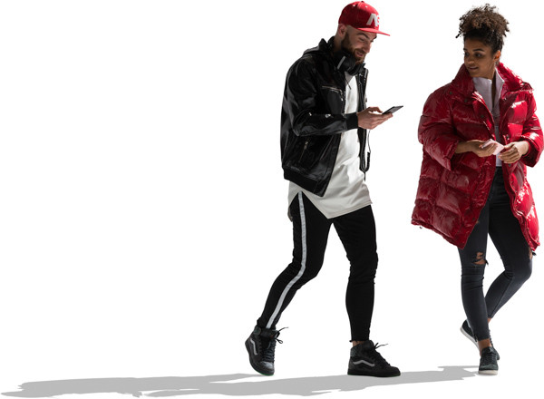 Walking couple in autumn jackets image