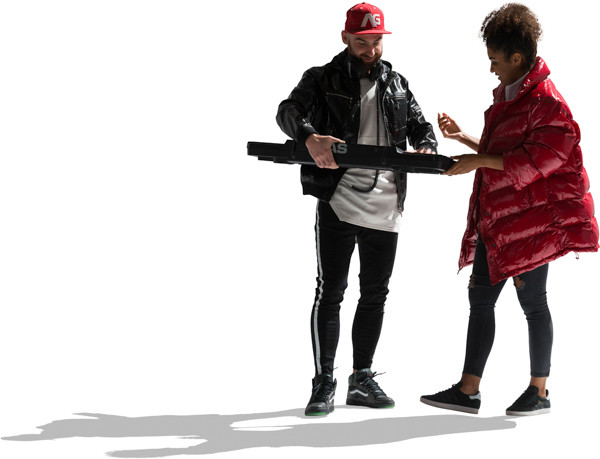 Standing young couple with keyboard image