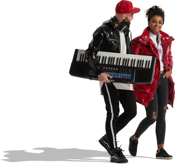 Walking couple with keyboard image