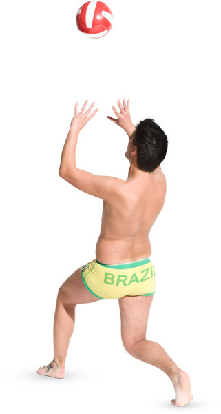 Man raises the ball up image