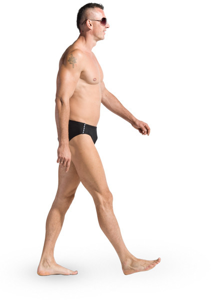 Walking man in summer shorts image