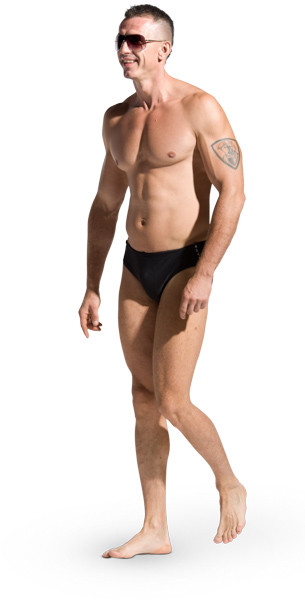 Smiling walking man image