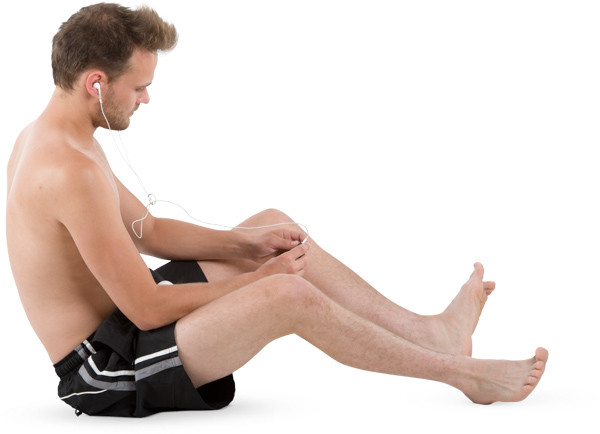 Sitting man listening the music image