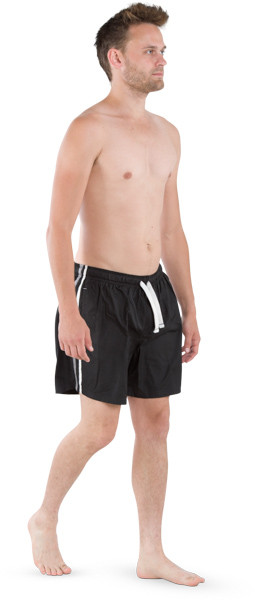 Man walking in black shorts image