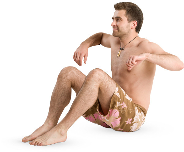 Sitting leaning man image