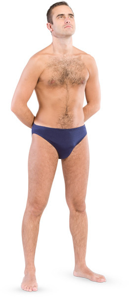 Man with hands on the back of the body image