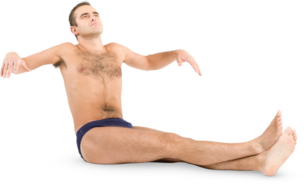 Sitting man with arms outstretched image