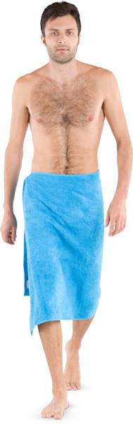 Walking man in blue towel image