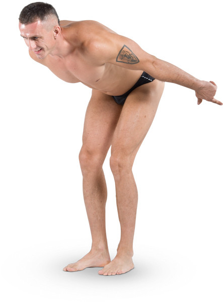 Man leaning forward image