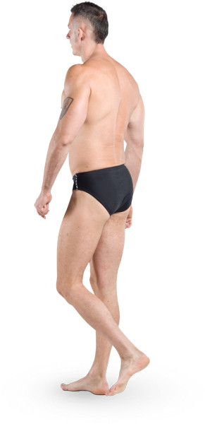 Man with tatoo walking image