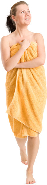 Smiling girl walking in towel image