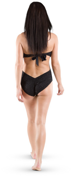 Girl walking in black swimwear image