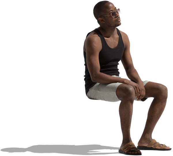 Man in sunglasses sitting image