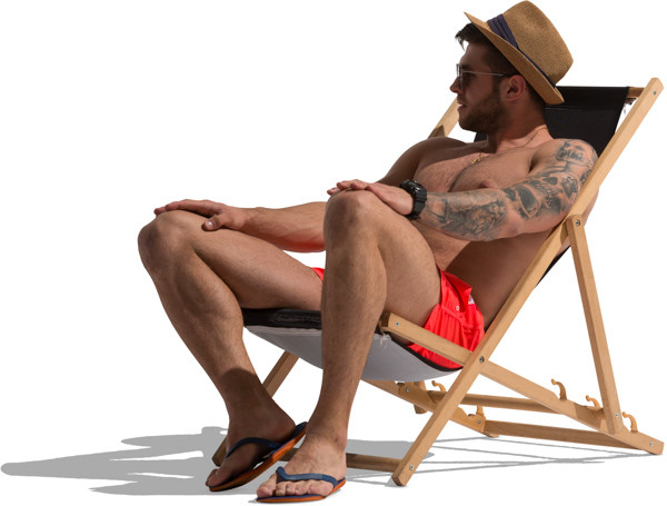 Sitting man in summer hat image