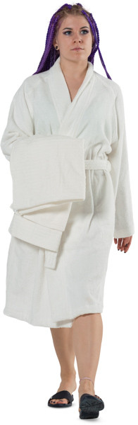 Young woman with bathrobe and towel image