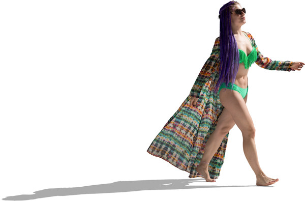 Walking girl in summer cape image