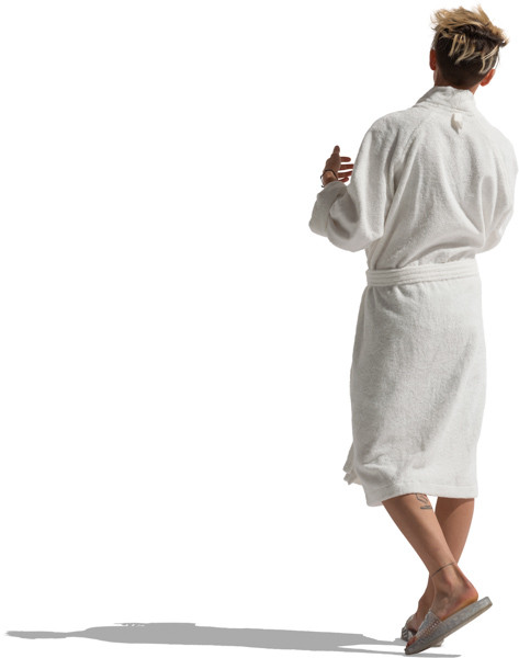 Woman with white bathrobe image