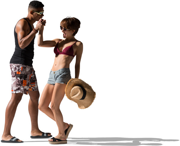 Happy friends in summer clothes image