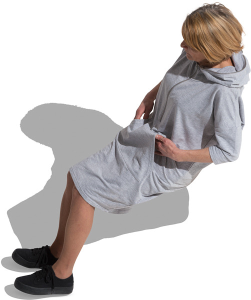 Sitting woman in hoodie image