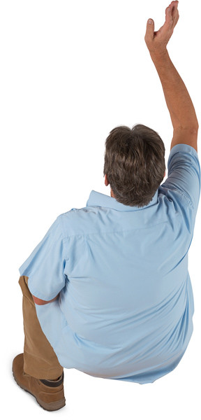 Sitting older man waving image
