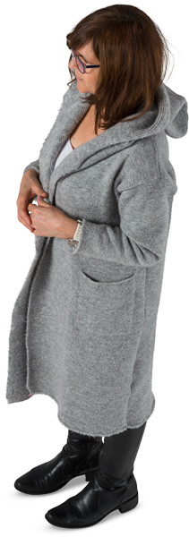 Mature woman in long grey sweater image