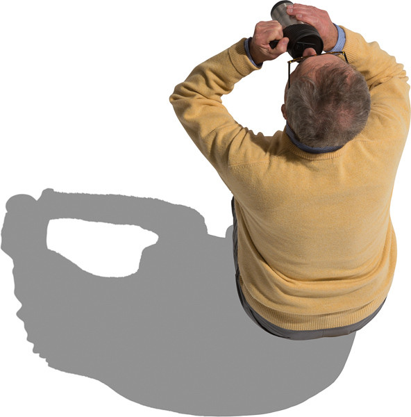 Drinking man in bird view image