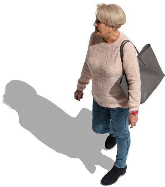 Walking woman in pink swetaer image