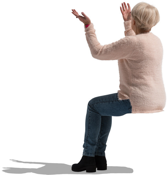 Woman sitting and gesturing image