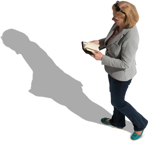 Walking with notebook woman image