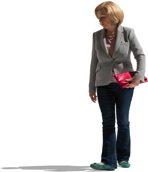 Walking mature woman with red purse image