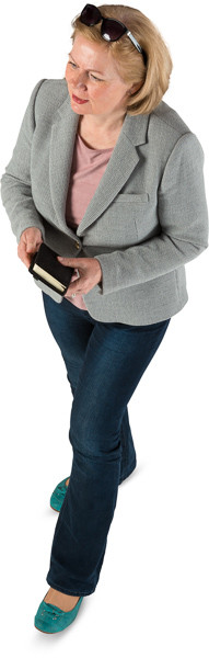 Walking woman with writing pad image