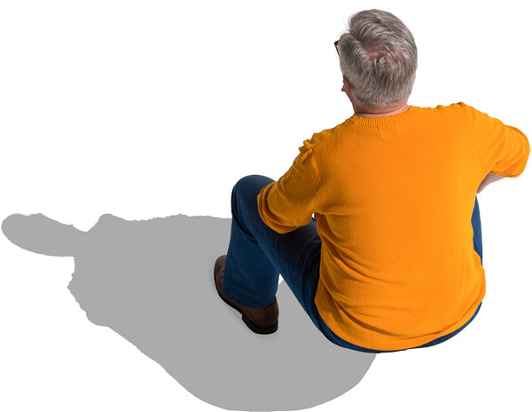 Sitting gray-haired man image
