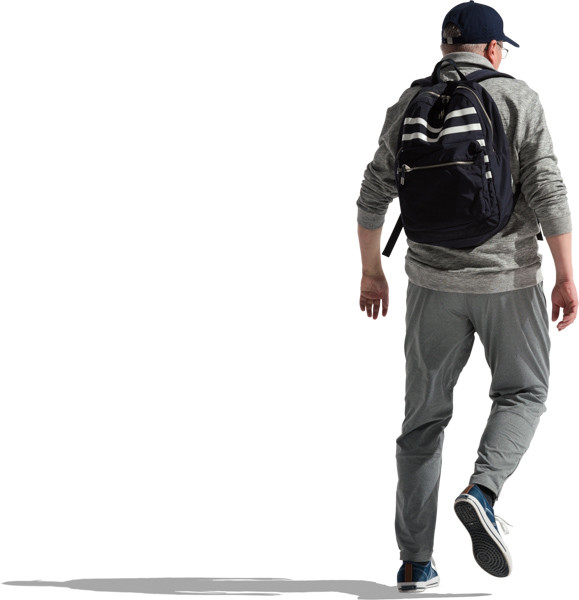 Walking man with baseball hat image