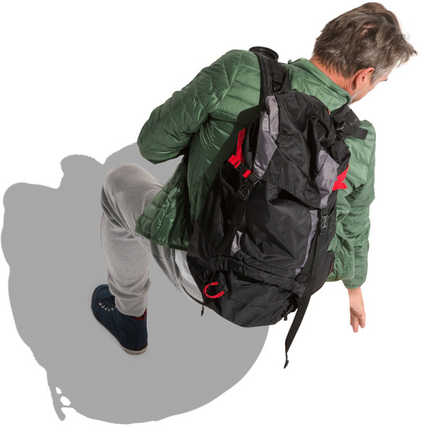 Sitting man with big backpack image