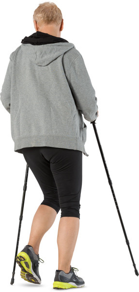 Walking woman with black poles image
