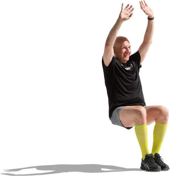 Sitting and smiling man image