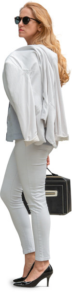 Waiting woman with jacket and bag image