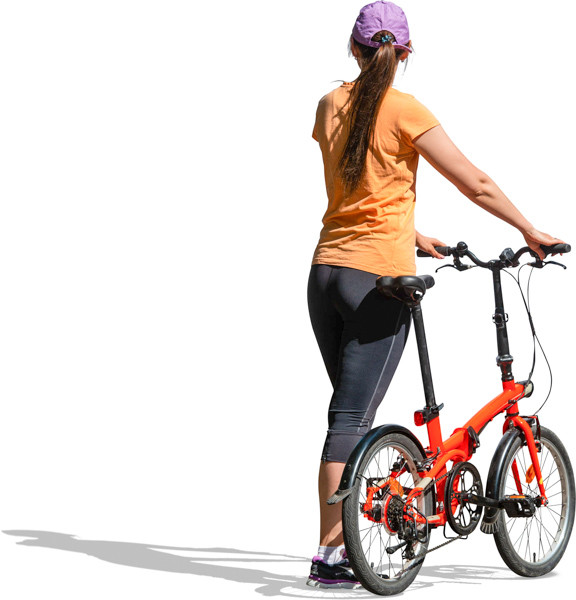 Girl holding a bicycle image