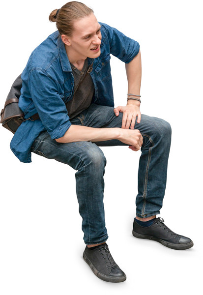 White man sitting and waiting image